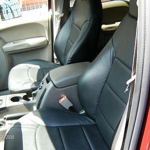 black leather seats in a sport