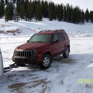 My poor dirty Liberty, got a lot of road grime on it from the motorhome coming up the mountain, this is at Monarch Pass in Colorado.
