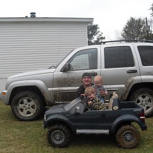 After mud riding wih daddy. my little boys (jadon 2yr & jackson 1yr)took their own turn in the mud lucky for them they hadthe best winch money couldn'