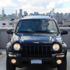 My jeep against New York skyline