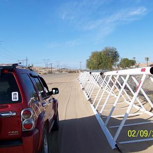 Along the border, barricade to stop 4 wheel drives from making it up to the interstate.