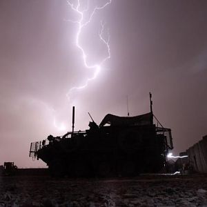 My actual truck in afghanistan.  Photographer was trying to get lightning behind the stryker.  He got a little more than he bargained for.  Yes it is