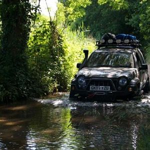 Looks like crossing a river in the middle of the Jungle but this is really in England.