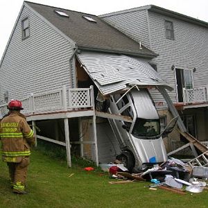 This Pennsylvania man made a new exit hole in the backside of his garage