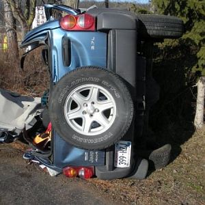 This Wisconsin woman was extricated after losing control on the shoulder of the road and flipping onto her side