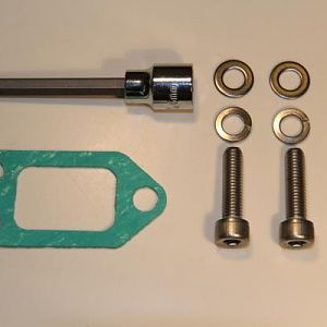 PHOTO OF HARDWARE, TOOL AND GASKET INCLUDED WITH THE SALE OF EACH THERMOSTAT ASSEMBLY