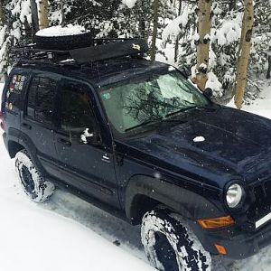 My KJ at the end of the line of jeeps