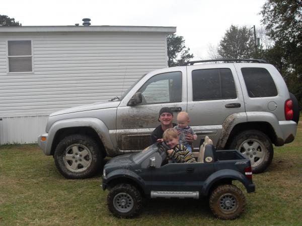 After mud riding wih daddy. my little boys (jadon 2yr & jackson 1yr)took their own turn in the mud lucky for them they hadthe best winch money couldn'