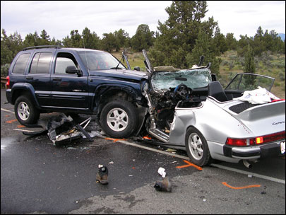 An Oregon man crossed over the center-line and collided head-on with a '77 Porsche