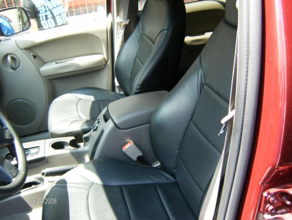 black leather seats in a sport