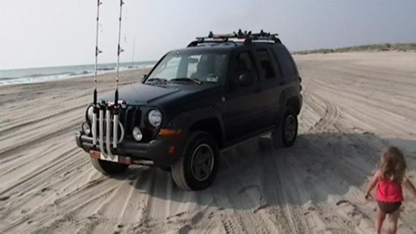 Driving on the beach in Corolla , NC.  (OBX)