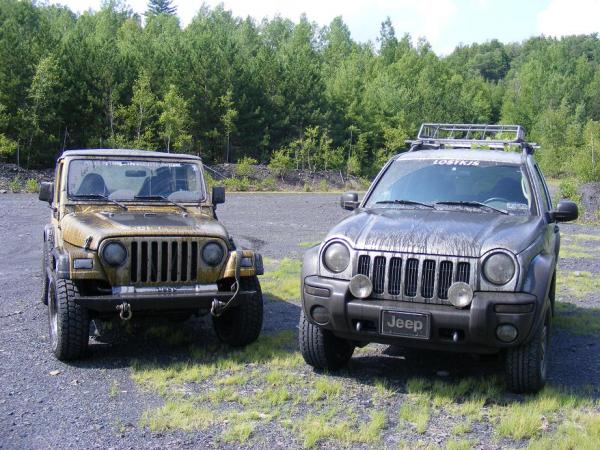 My KJ and my husbands TJ after a day on the trails