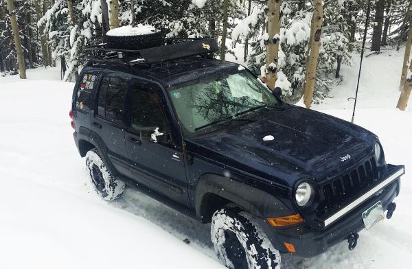 My KJ at the end of the line of jeeps