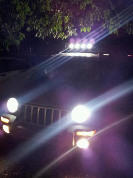 Off Road lights installed on Roof Rack