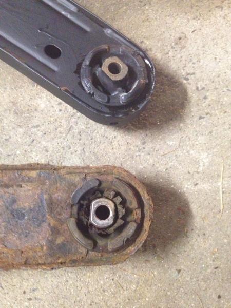 rear upper control arm bushings (or lack there of) old vs new