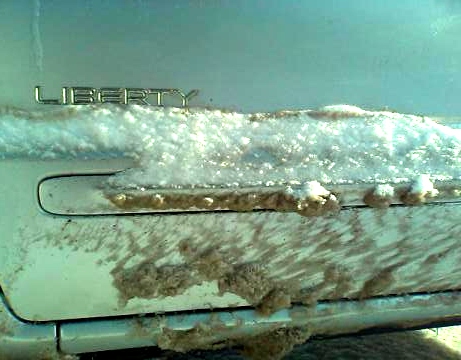 Sometimes on-road is rougher on a Jeep than off-road. Just look at all that nasty road salt. I can hear the poor girl rusting :-(