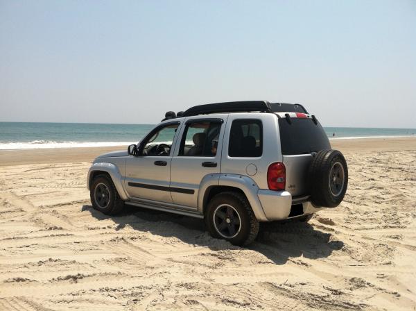 The Jeep staring at the Atlantic Ocean