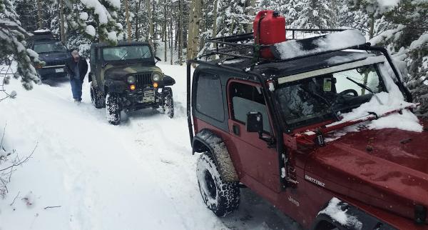 Waiting for the TJ to try and winch up the hill.