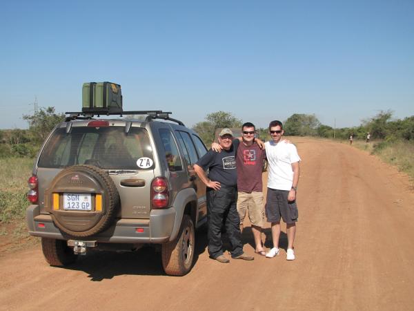 With friends on our way to Ponta de Quro, Mozambique.